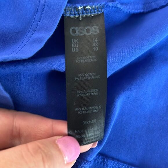 ASOS Sleeveless Blue Mermaid Style Midi Dress Size 10 - Picture 8 of 9